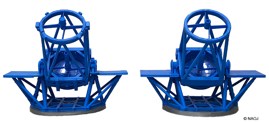 The photos of the Subaru Telescope tactile models: the detailed version (left) and the simplified version (right)